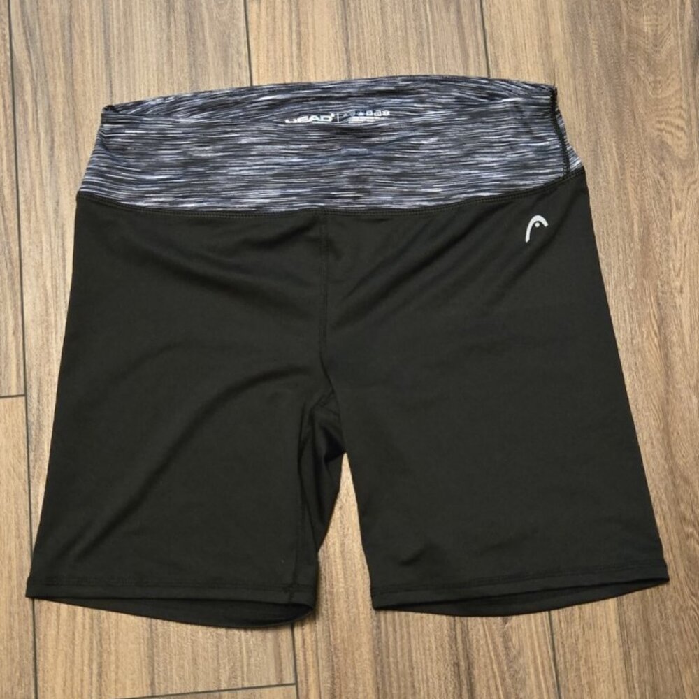 HEAD Womens Bike Shorts Black Grey Space Dye Waistband Athletic Medium